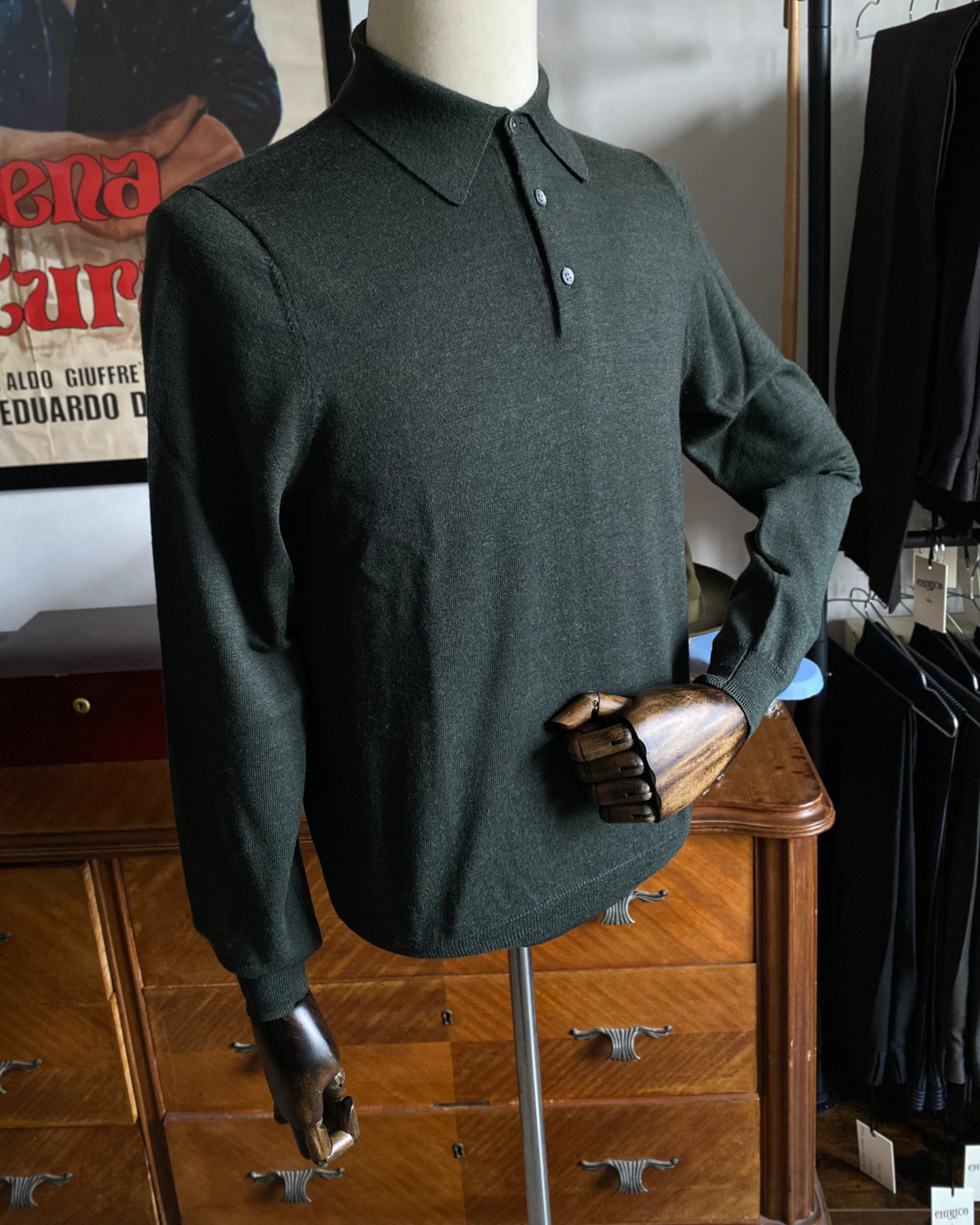 MAGLIONE INVERNALE COLLO POLO "SECOND HAND" IN LANA, MARCHIO BROOKS BROTHERS MI06