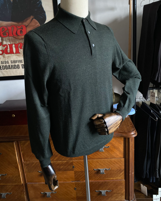 MAGLIONE INVERNALE COLLO POLO "SECOND HAND" IN LANA, MARCHIO BROOKS BROTHERS MI06