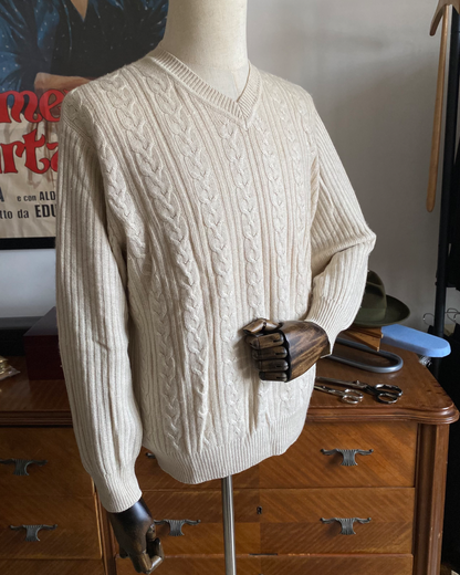 MAGLIONE INVERNALE VINTAGE COLLO A V IN LANA MI07